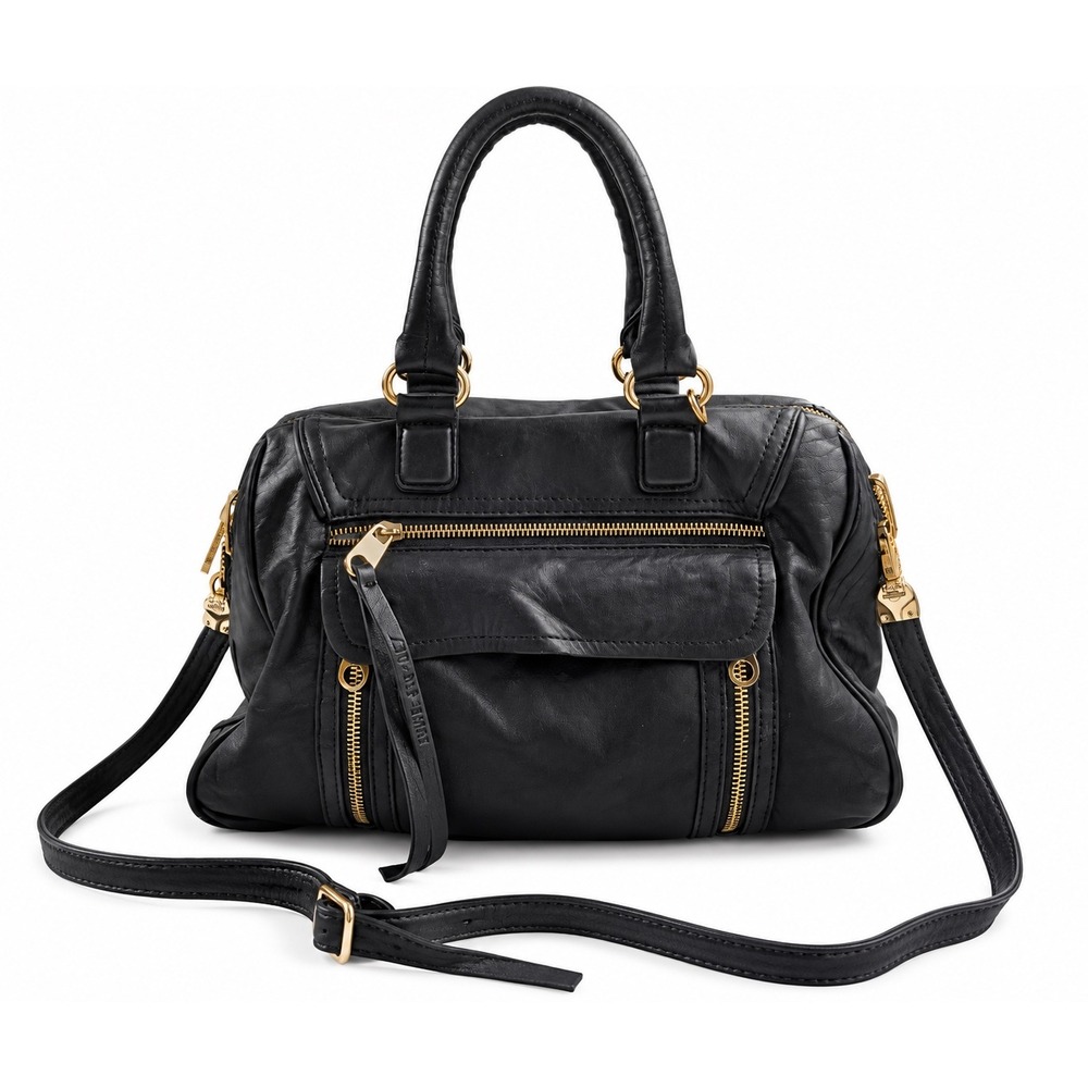 Cynthia Rowley Vintage Y2K Black Leather Shoulder Crossbody Satchel Bag